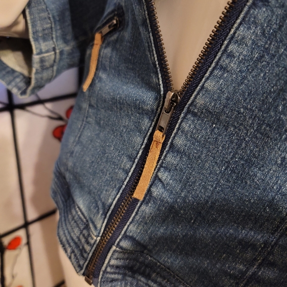 LAL (LIVE A LITTLE) LADIES WASHED DENIM SHOT JACKET SUEDE ART DESIGN/SIZE MEDIUM - Picture 11 of 16